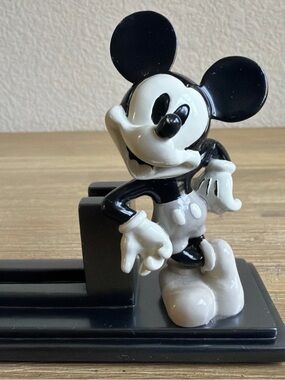 Vintage Disney Mickey Mouse Business Card Holder Desk Accessory Black and White